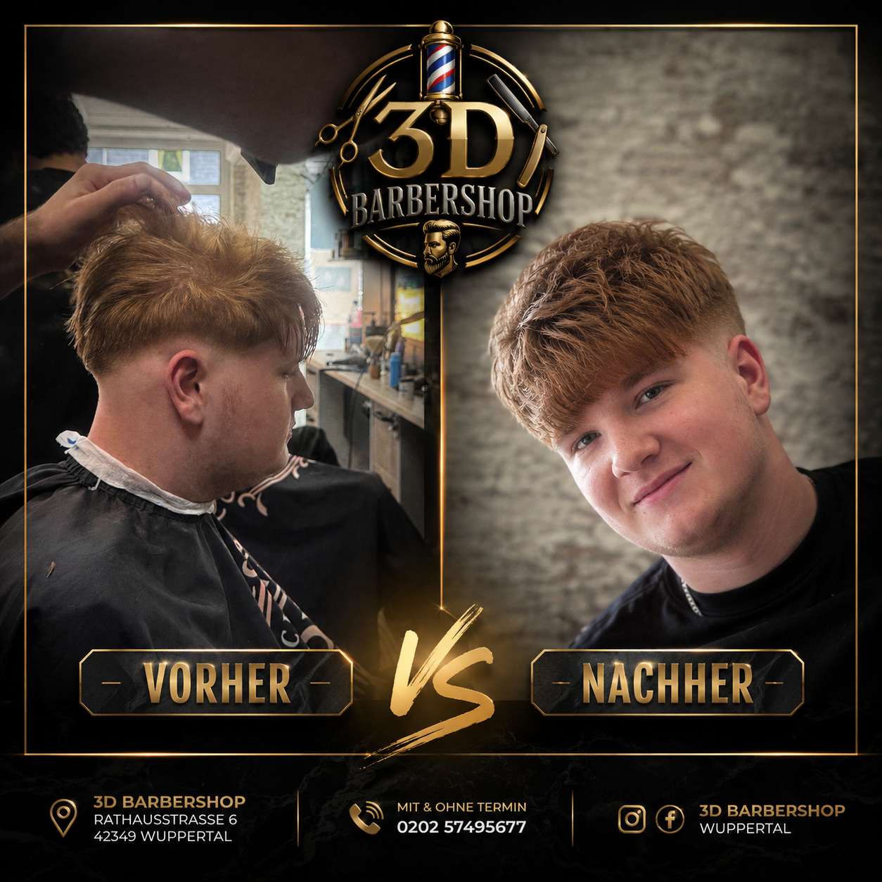 Nachher Bild nach dem Haarschnitt im 3D Barbershop Wuppertal